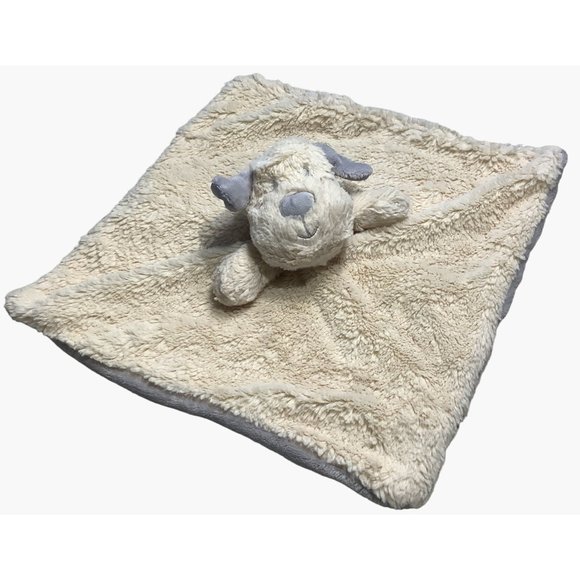 K Luxe Kelly Toy Puppy Lovey Dog Rattle Security Blanket Tan Gray 14.5" x 14.5" - Picture 1 of 7